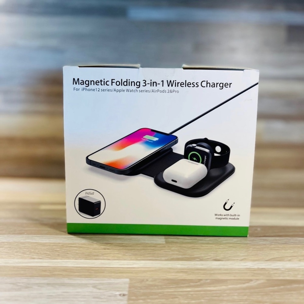 Magnetic Folding 3-in-1 Wireless Charger For iPhone12 series/Apple Watch series